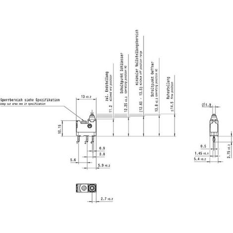 Marquardt 01075.2000-02 Microinterruttore 30 V/DC 0.1 A 1 x On / (Off) / (On) Momentaneo 1 pz.