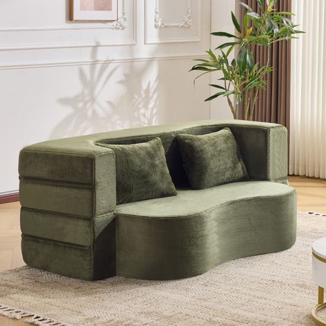 Sofa Schlafsofa faltbar 2 in 1 Schaumstoff Grün OKMYHOME (1/5)