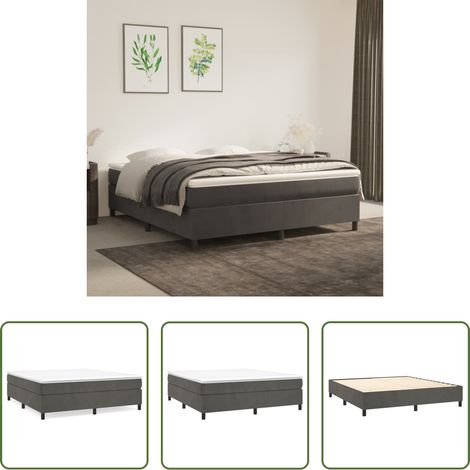 vidaXL Dunkelgrau -  Boxspringbettgestell Dunkelgrau 160x200 cm Samt (1/5)
