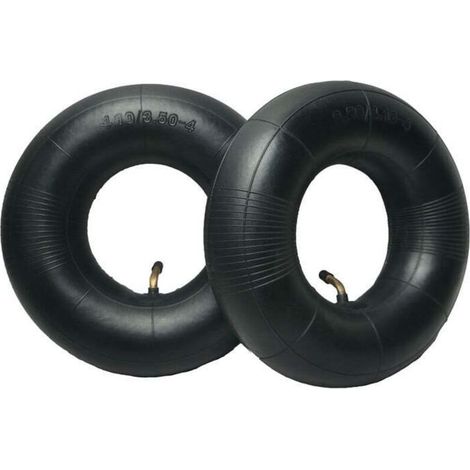 4.10/3.50-4 Inner Tubes, 2 Pcs, Heavy Duty, 4.10 3.50-4/410 350-4, with Curved Bar, for Lawn Mower, 4 Inch Cart, Golf Cart (1/5)