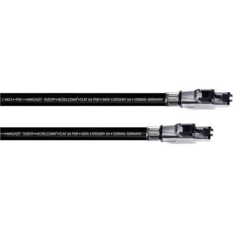 Cordial 15609 RJ45 Câble réseau, câble patch CAT 6a SF/UTP 1.50 m noir gaine PUR 1 pc(s) Y119853 (1/3)
