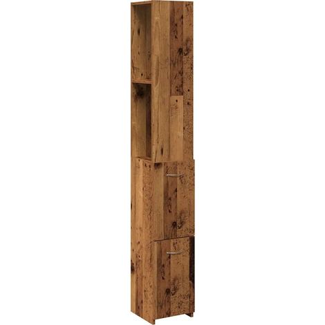 Mobiletto da bagno moderno con pratico vano contenitore 25 x 25 x 170 cm realizzato in legno composito con finitura effetto legno anticato 020050897