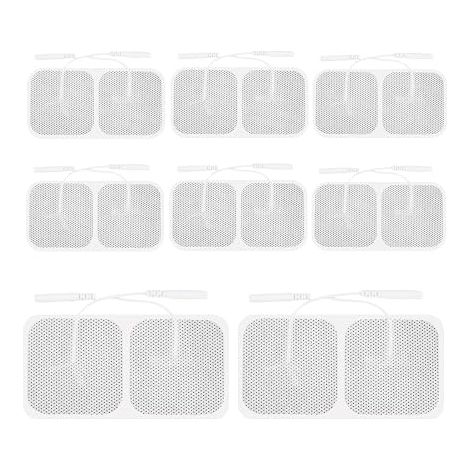 Electrodos cuadrados TENS, 16 piezas de parches autoadhesivos EMS, parches adhesivos reutilizables de electrodos, parche TENS para estimulador muscular con conexión de 2 mm (50X50mm) (1/5)