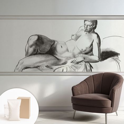 Papier peint intissé mural classique avec imprimé motifs décoratifs design élégant non‑tissé Nu artistique 250x104 cm (1/5)