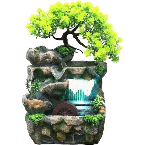 Fontaine Intérieure - Cascade En Pierre Avec Éclairage LED - Pour Bureau Et Salon - 1 Pièce (1/5)