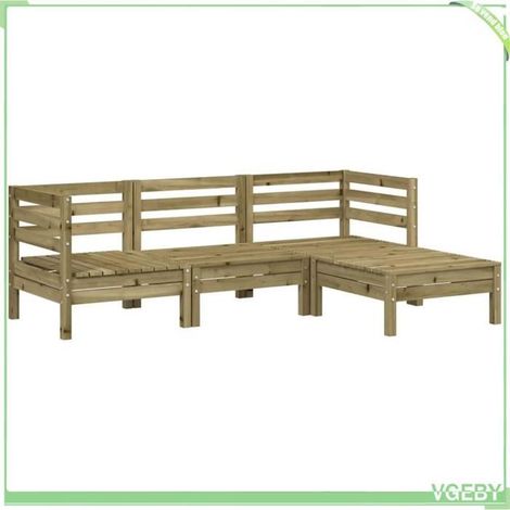 Canapé de jardin 3 places - FAFEICY - 838060 - Bois de pin imprégné - Modulaire - Avec repose-pieds (1/5)