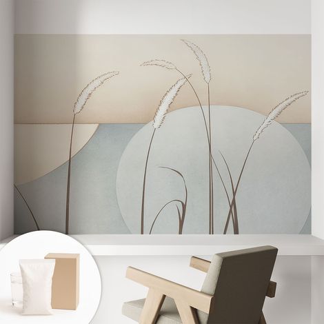 Tapete Vliestapete mit Kleber- abwaschbar - Raumgestaltung Schlafzimmer Wohnzimmer Tapete Sanfte Gräser 104x70 cm (1/5)