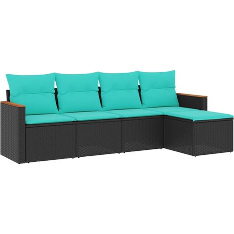 Maison Exclusive - 5-teiliges Gartensofa-Set mit Kissen, schwarze (1/5)