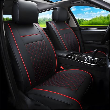 1 Pc Housse Siege Voiture Avant Avec Dossier, Housse Pour Voitures Sieges, Ensemble Complet Housses Voiture, Confortable Housse De Siège Avant, Tissu Respirant Et Protecteurs Siège(Noir&Rouge) (1/5)