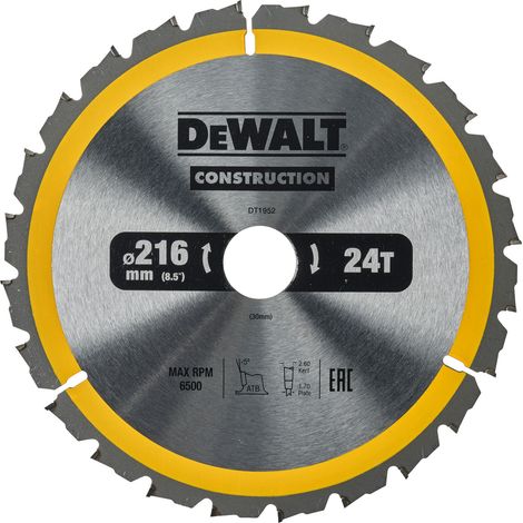Stationäres Kreissägeblatt Ø216mm 24 Zähne - DEWALT DT1952-QZ