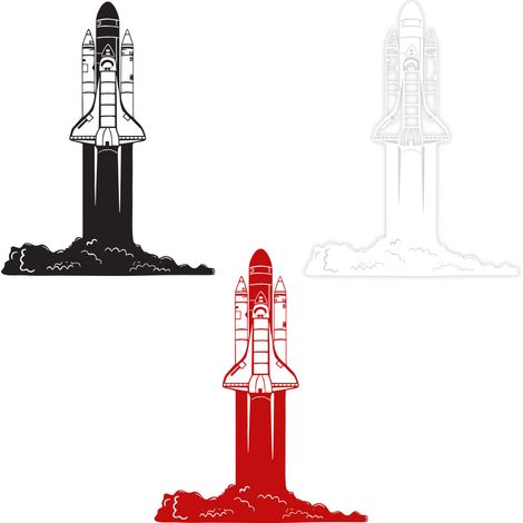 SPACE SHUTTLE - Sticker mural en vinyle 55x70 cm - Couleur : noir (1/2)