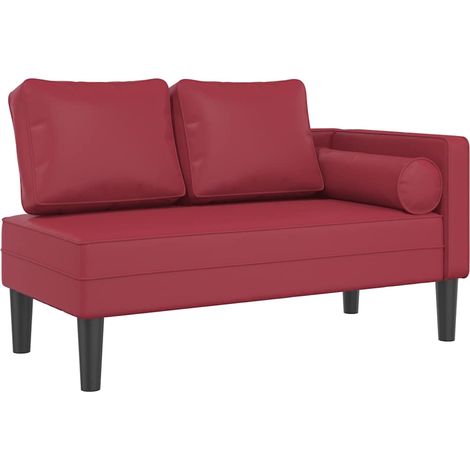 Sofá diván chaise longue para interior con cojines de PVC rojo burdeos DEC026095 (1/5)