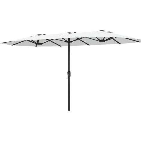 Doppio Sonnenschirm mit 12 Riemen und Kurbel, Metall und Polyester, 4,6 x 2,7 m, weiß