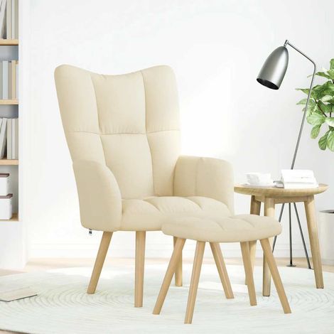 Maison Exclusive - Relaxsessel mit Hocker Creme Stoff (1/5)