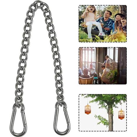 Ecleanfy - Chaîne de chaise suspendue, chaîne avec deux mousquetons, 66 cm Chaîne de chaise suspendue en acier inoxydable (1/4)