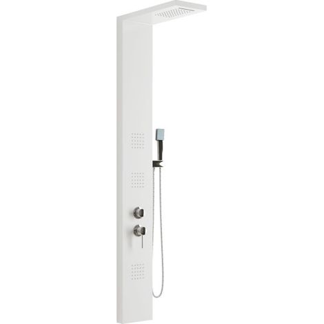 COLONNA PANNELLO DOCCIA IN ACCIAIO INOX BIANCO LUCIDO CON DOCCETTA,FLESSIBILE E GETTI ORIZZONTALI MA - BIANCO LUCIDO - AER