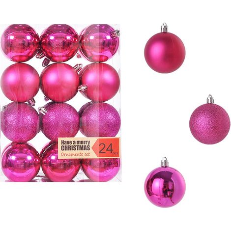 Boule De Décoration De Noël - 24 Pièces - En Plastique ABS - Pour Arbre De Noël Intérieur Et Extérieur (1/5)