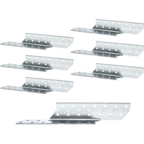 Pack 6 Connecteur Charpente, Acier Galvanisé, Ancrage Poutre Gauche, 210x32x2mm, Pour Toiture Bois (1/4)