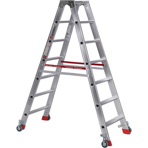 Euroline Premium 30573 Stufenstehleiter mit Federrollen und Feststellern 2x7 Stufen (1/2)