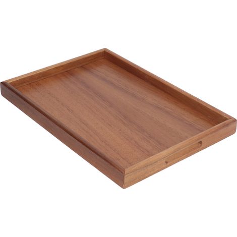 Plateau à thé en bambou, plateau de maquillage rectangulaire décoratif multifonctionnel en bambou pour hôtel, maison et salle de bain L (1/5)