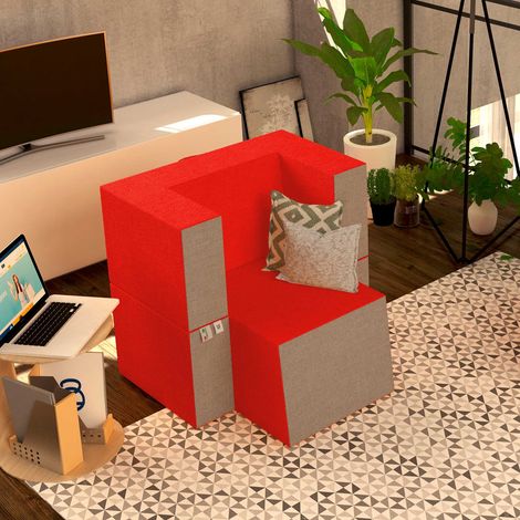Baldiflex Poltrona Morbida Convertibile in Pouf color Rosso Cardinale Praticha (1/5)