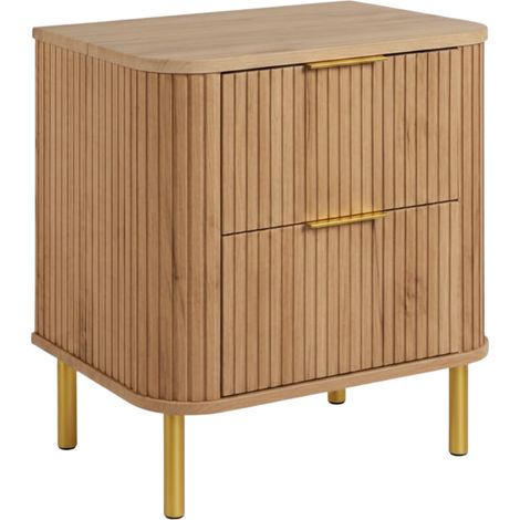 Meuble de salle de bain sur pieds avec tiroirs et pieds métalliques, coloris Chêne Craft, poignée doré, pieds doré, 60 x 41,5 x 66,7 cm (1/5)
