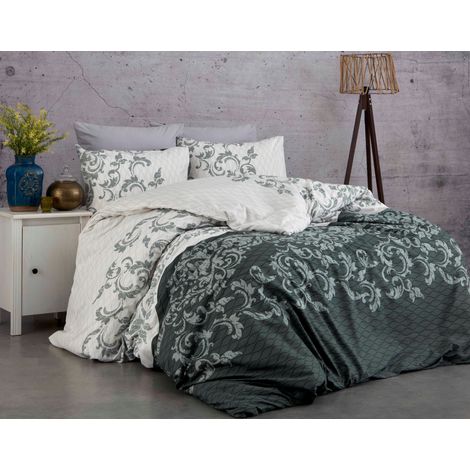 Funda nórdica, funda nórdica, ropa de cama Set Gris Blanco