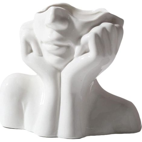 1 Vase céramique,visage féminin abstrait,style nordique,décoration salon,bureau,hôtel (1/5)