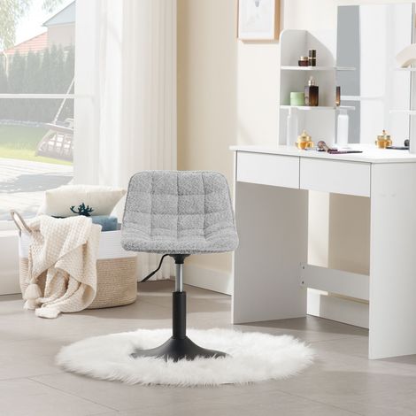WOLTU 1x Barhocker Barstuhl 360° drehstuhl höhenverstellbare Schminkhocker mit Rückenlehne Bürohocker Arbeitshocker aus bequemer Chenille, Metall, Grau (1/5)