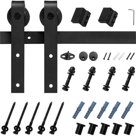 Mophorn Schiebetürsystem 183 cm Laufschiene, Türbeschlag mit einer Tragkraft von 150 kg, geeignet für Türen bis zu 914 mm Breite und einer Dicke von 34,92 bis 44,45 mm