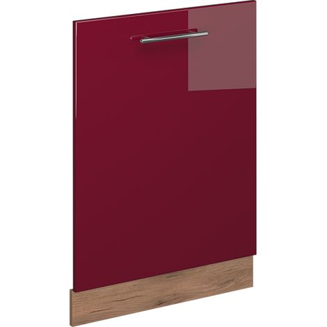 Vicco – Façade de lave-vaisselle 60 cm – Rouge bordeaux haute brillance – MDF 16 mm facile à entretenir – Charnières soft-closing