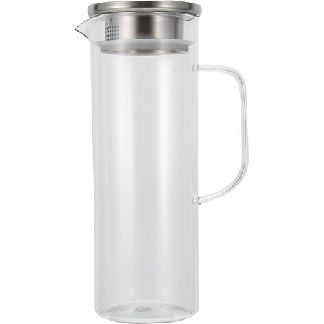 1100ML Cold Water Bottle Transparent Cold Water Pitcher Juice Jug with Lid for Home UseStainless Steel Lid