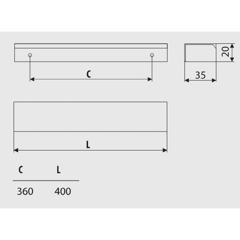 Manche UA45, aluminium naturel, longueur 400 mm (1/2)