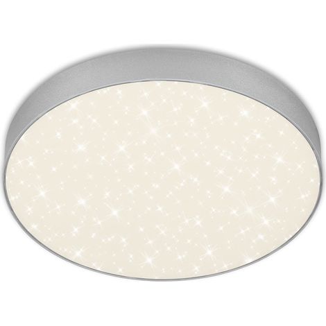 Plafonnier LED avec décor étoilé, plafonnier LED sans cadre, LED en saillie, température de couleur blanc neutre, Ø287 mm, couleur argentée (1/5)