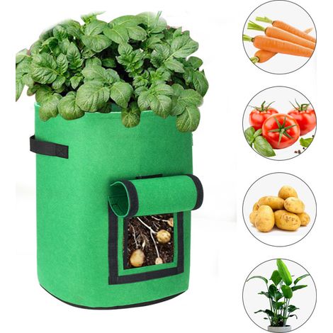 Sac de culture de 7 gallons (26,5 litres) pour tomates et fraises, avec couvercle et poignée. (1/4)