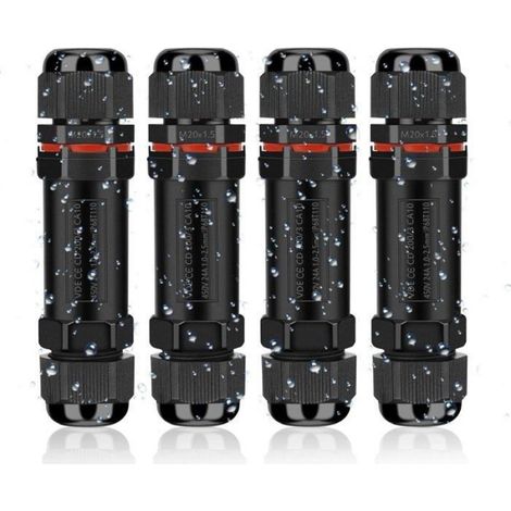 Raccord Électrique Étanches IP68, Connecteur de Câble Électrique Boîte de Derivation Étanche Éxterieur 3 Fils, Ø 4 à 12 mm (4 Pcs) (1/4)