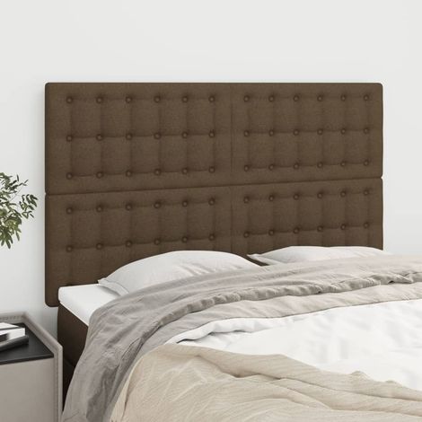 4 pcs Têtes de lit pour lit adulte, Tableau décoratif de chevet élégante Marron foncé 72x5x78/88 cm Tissu CDE87640 (1/5)
