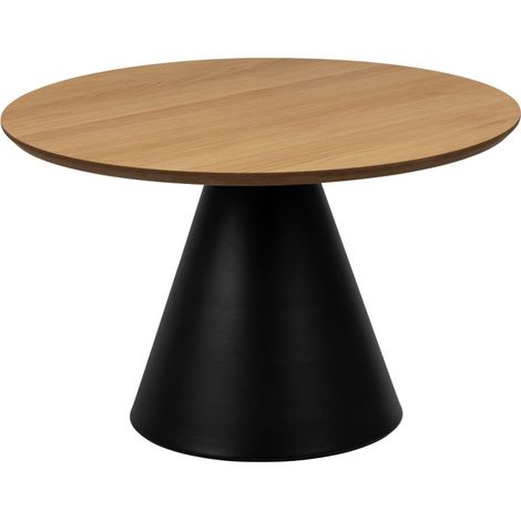Table basse ronde en bois ø65cm - Bois clair et noir - PARIDES (1/3)