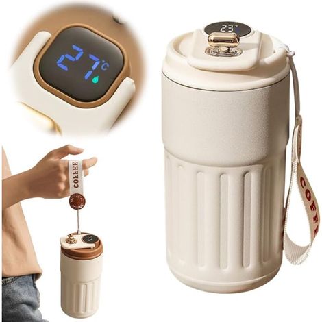 Thermos à café avec affichage de la température, bouteille d'eau en acier inoxydable pour boissons chaudes, tasse de voyage portable isotherme sous vide, pour la maison, la voiture, les