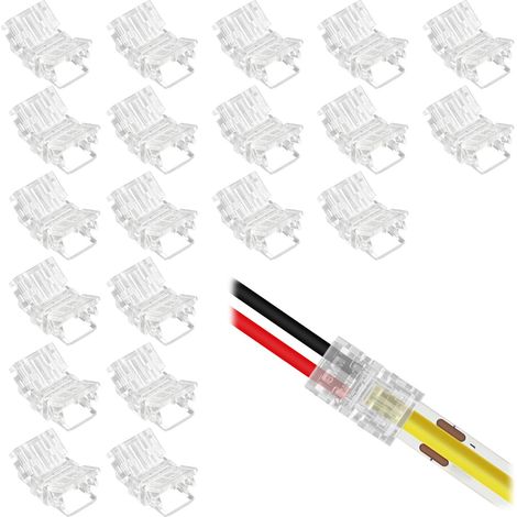 20 Connecteurs Ruban LED 8mm 2 Broches Sans Soudure SMD COB Monocouleur (1/5)