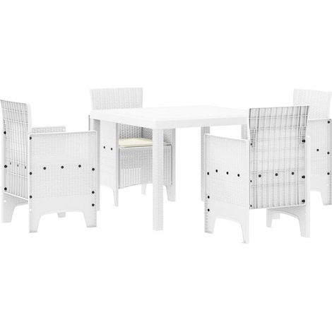 Ensemble de salle à manger pour jardin 5 pcs,Salon de jardin Blanc Rattan Polt CFW36392 (1/5)