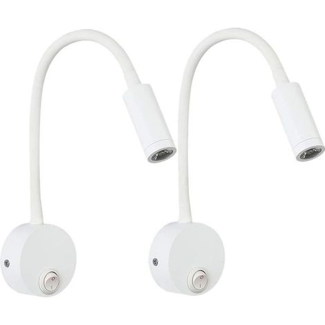 2-Pack LED Wall Reading Lamp, Silver Aluminum Desk Lamp, Warm White Light, Eye-Protection, Bedside Lamp with Switch (1/5)