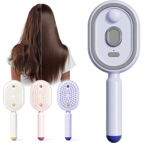 Brosse à cheveux électrique 3 en 1, brosse à cheveux électrique 2026, brosse de massage à la vapeur, peigne tout-en-un à coussin d'air pour contrôle des frisottis et antistatique (violet) (1/5)
