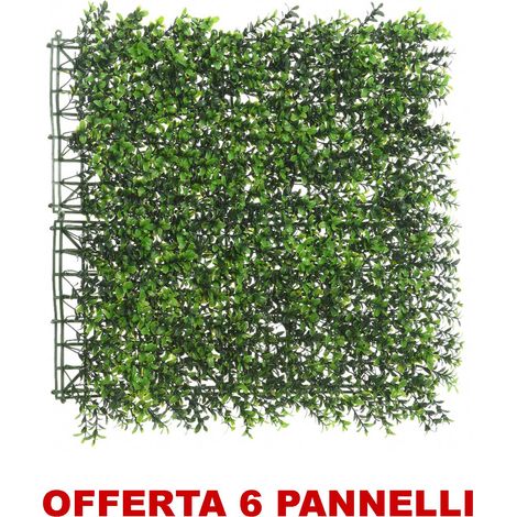 OFFERTA 6 PANNELLI SIEPE ARTIFICIALE 8X50X50 VERDE DECORO CASA GIARDINO