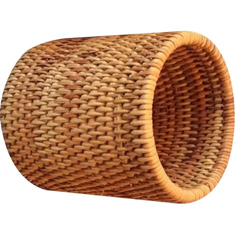 Panier thé cylindrique rotin tressé main, rangement déco multifonction bureau/maison pour thé/ustensiles
