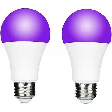 2 pièces E27 LED noir ampoule A19 18W UV noir lampe UVA 395nm Glow dans the Dark pour noirlights Masquerade Party (1/5)