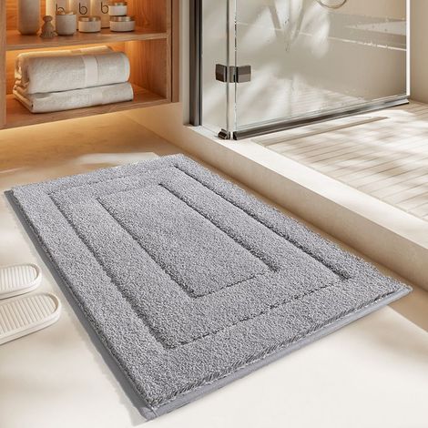 (Gris，40x60cm)Tapis De Bain Antidérapant,Tapis Salle Bain Moelleux en Microfibre,Absorbant l'eau,Lavable en Machine,Extra Epais Tapis de Douche pour Salle de Bain (1/5)