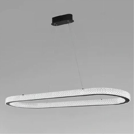 TrAdE Shop Traesio - Lampadario A Sospensione Led 92 W Ovale Lampada Orizzontale Cristallo Nero 31999 - (1/3)
