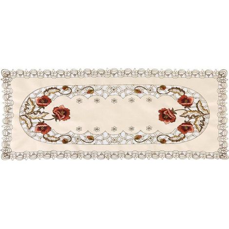 Tischläufer mit Blumenstickerei, oval, 85 x 39 cm