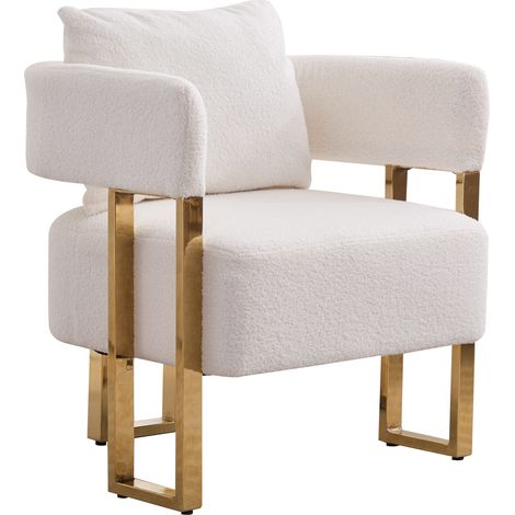 Sillón individual de terciopelo blanco para salón, dormitorio o balcón (1/5)